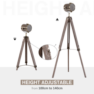 Tripod Floor Lamp, 65L,Wood/Bronze Colour HOMCOM