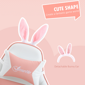 Vinsetto Racing Style Gaming Chair with Footrest Removable Rabbit Ears, Pink Vinsetto