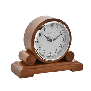 Wm. Widdop Barrel Shape Oak Finish Arabic Mantel Clock Widdop