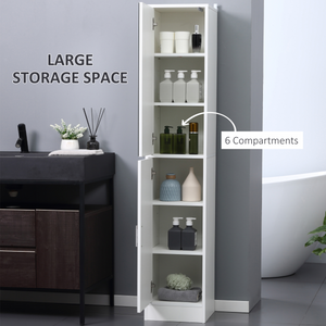 kleankin Tall Mirrored Bathroom Cabinet Tallboy Unit w/Adjustable Shelf White Unbranded
