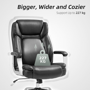 HOMCOM Faux Leather Desk Chair with Adjustable Height, 227kg 500LBS, Black HOMCOM