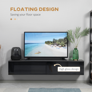 Floating TV Unit Stand, Wall Mount Media Console with Storage Cupboards Unbranded