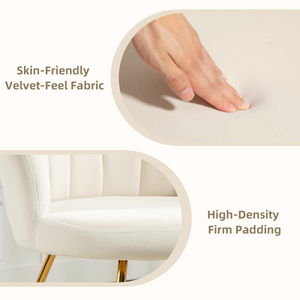 HOMCOM Accent Chair, Velvet Armchair with Lotus Backrest, Steel Legs, Cream HOMCOM