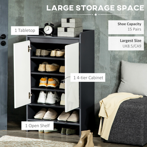 Modern Shoe Cupboard for Hallway with Open Compartment and Adjustable Shelves Unbranded