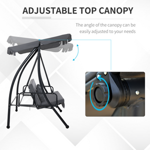 2-in-1 Patio Swing Chair Lounger 3 Seater Hammock Bed Dark Grey Cushion Outsunny