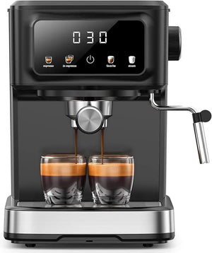 Kismile Espresso Machine 15 Bar Automatic Maker, Milk Frother, Steam Wand, 1.5L Water Tank, Commercial-Grade Boiler for Latte & Cappuccino