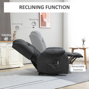 HOMCOM Heavy Duty Riser and Recliner Chair Lift Chair for the Elderly Dark Grey HOMCOM
