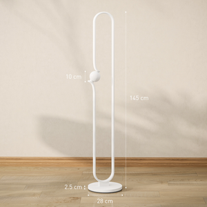 HOMCOM Dimmable LED Floor Lamp with Glass Night Light, Foot Switch, White HOMCOM