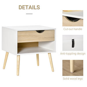 Bedside Table with Drawer and Shelf, Modern Nightstand, End Table HOMCOM