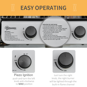 2 Burner Gas Barbecue Grill Propane Gas BBQ 5.6 kW Outsunny