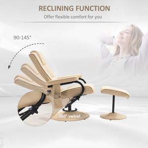 Freestanding Living Room Chair with High Density Cushion and Footrest Cream Unbranded