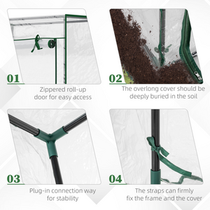 100x50x150cm Greenhouse Steel Frame PVC Cover with Roll-up Door Outdoor Green Outsunny