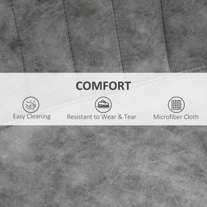 Set Of 2 Microfibre Retro Tub Bar Stools w/ Metal Frame Footrest Home Seat Grey HOMCOM