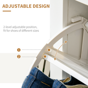 HOMCOM 12-Shoe Storage Cabinet 4 Shelves 2 Drawers Tabletop 4 Legs White Unbranded