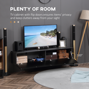 Floating TV Unit Stand, Wall Mount Media Console with Storage Cupboards Unbranded