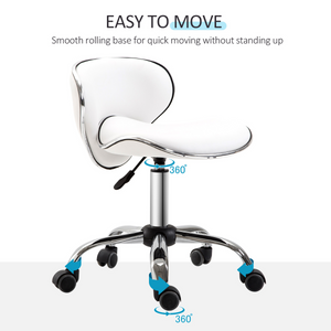 Office Chair Beauty Salon Rolling Technician Stool Chair Low Back White HOMCOM Unbranded