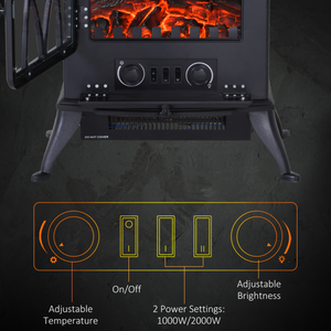 1850W Flame Effect Electric Free Standing Fireplace Fan Log Burning Stove -Black HOMCOM
