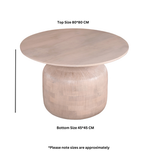 Valencia Cane & Mango Wood Round Coffee Table Indian Hub