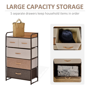 HOMCOM Closet Dresser, Dresser Tower With 5 Linen Fabric Drawers Steel Frame Unbranded