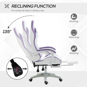 Vinsetto Racing Style Gaming Chair with Reclining Function Footrest, Purple Vinsetto
