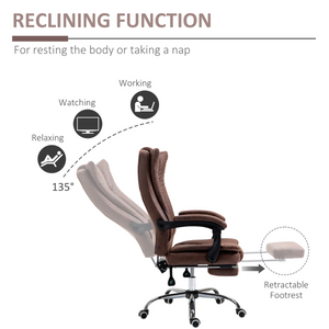 Executive Office Chair Computer Swivel Chair for Home with Arm, Footrest, Brown Vinsetto