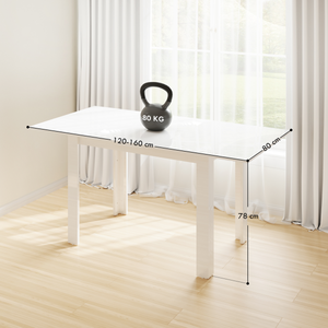 HOMCOM Extendable Dining Table, Seats 4-6 People, High Gloss White HOMCOM
