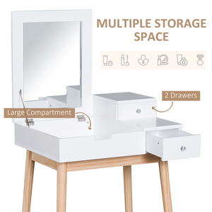 Dressing Table Desk Flip-up Mirror 2 Drawers Bedroom Makeup White HOMCOM Unbranded