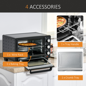 Mini Oven, 21L Grill, Toaster Timer, Baking Tray and Wire Rack, 1400W HOMCOM