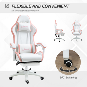 Vinsetto Racing Style Gaming Chair with Reclining Function Footrest, Pink Vinsetto