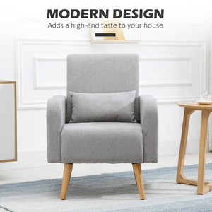 Nordic Leisure Lounge Sofa Accent Chair with Pillow for Bedroom Grey HOMCOM