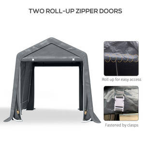 Storage Tent, Heavy Duty Metal Frame 2.8x2.4x2.4m, Dark Grey Outsunny