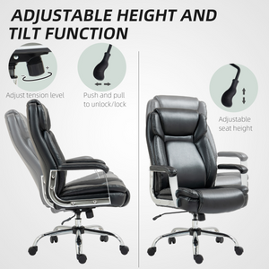 HOMCOM Faux Leather Desk Chair with Adjustable Height, 227kg 500LBS, Black HOMCOM