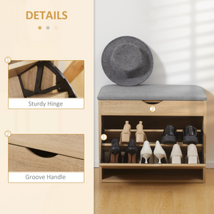 HOMCOM Entryway Shoe Bench with Cushion Storage Cabinet for Living Room Natural HOMCOM