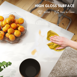 HOMCOM Extendable Dining Table, Seats 4-6 People, High Gloss White HOMCOM