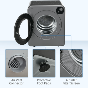 HOMCOM 6kg Vented Tumble Dryer with 7 Dry Programmers for Small Spaces Grey HOMCOM