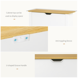 HOMCOM 12-Shoe Storage Cabinet 4 Shelves 2 Drawers Tabletop 4 Legs White Unbranded