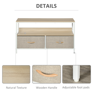 HOMCOM TV Cabinet, TV Console Unit with 2 Foldable Linen Drawers Maple Colour Unbranded