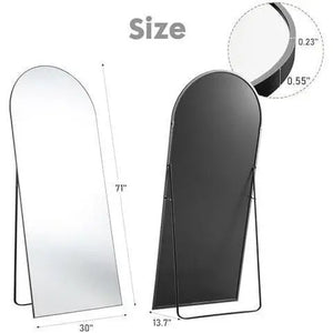 Arched/Right Angle 71"X26" Full Length Mirror Full Body Floor Mirror Standing Hanging or Leaning Wall, Arch Wall Mirror with Stand Aluminum Alloy Thin Frame for Bedroom Cloakroom,Black 64"X21" 59"X16"Arched Full-Length Mirror with Explosion-Proof HD Glass