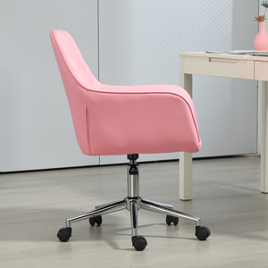 Vinsetto Home Office Chair Leather-Feel Fabric Swivel Chair with Armrests Pink Vinsetto