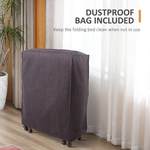 Folding Bed with Mattress & Wheels, Adjustable Backrest, Brown Unbranded