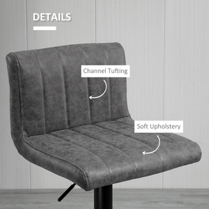 HOMCOM Barstools Set of 2 Adjustable Height Bar Chairs with Footrest, Grey Unbranded
