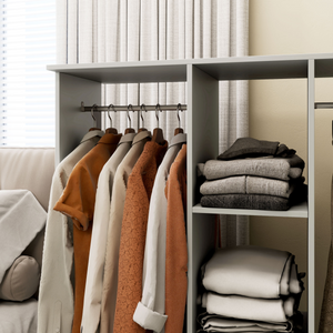 HOMCOM Mobile Double Open Wardrobe w/ Clothes Hanging Rail Clothing Grey HOMCOM