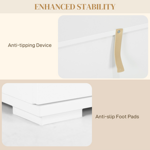 HOMCOM LED Sideboard, High Gloss Storage Cabinet with 4 Drawers, White HOMCOM