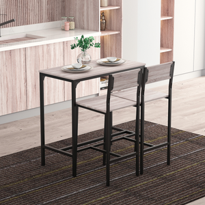 Metal Frame MDF Top Table & Bar Stool Set Black HOMCOM
