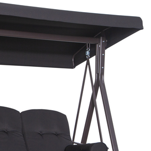 Outsunny 3 Seater Garden Swing Chair Patio Swing Bench w/ Cup Trays Black Outsunny