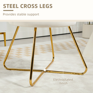 HOMCOM Accent Chair, Velvet Armchair with Lotus Backrest, Steel Legs, Cream HOMCOM