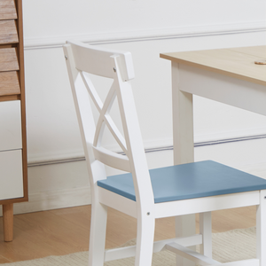 Dining Chairs Set of 2, Pine Wood Frame, Cross Back for Kitchen White HOMCOM