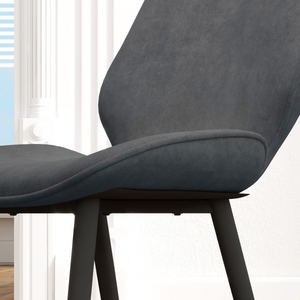 HOMCOM Dining Chairs Set of 2, Upholstered Kitchen Chairs with Metal Legs, Grey HOMCOM