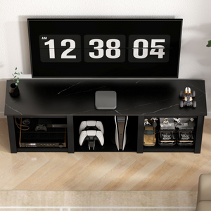 HOMCOM 160cm TV Unit w/ LED Lights for 65" TV Modern TV Stand Cabinet Black HOMCOM