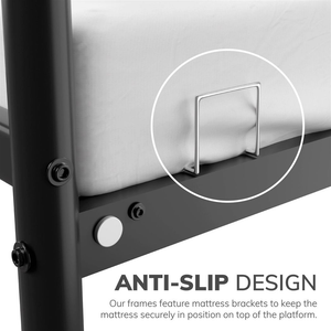 Extra Strong Double Metal Bed Frame with Rounded Head and Foot Board In Black - Improved House of Home